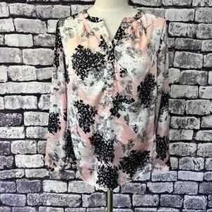 Talbots Long Sleeve Rounded Bottom Blouse Size M